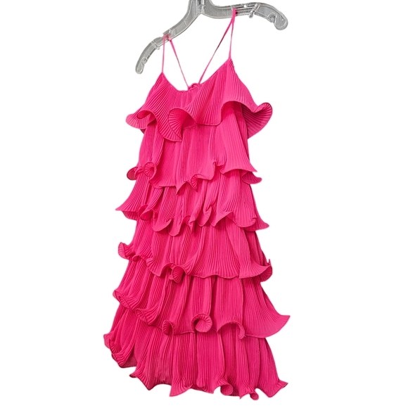Nwot Akira Hot Pink Pleated Tiered Ruffle Adjustabl Spaghetti straps Par… - Picture 13 of 17
